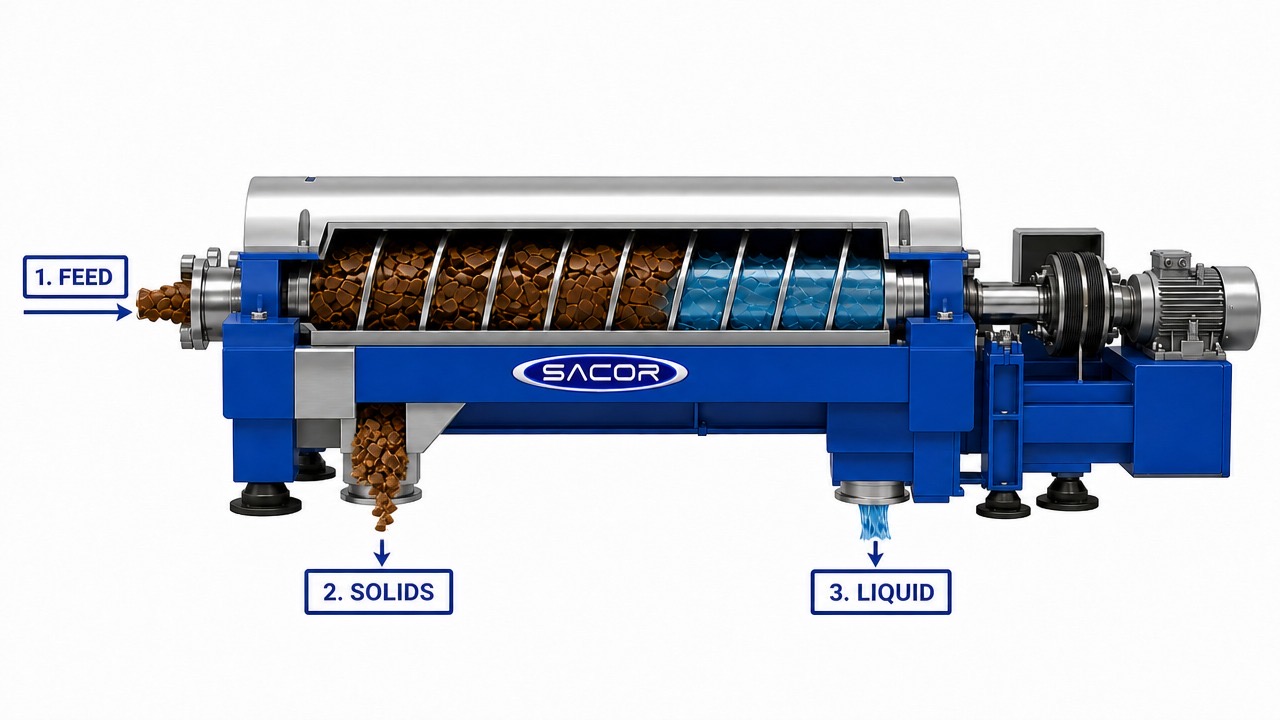 Diagram of Decanter Centrifuge, and how t works